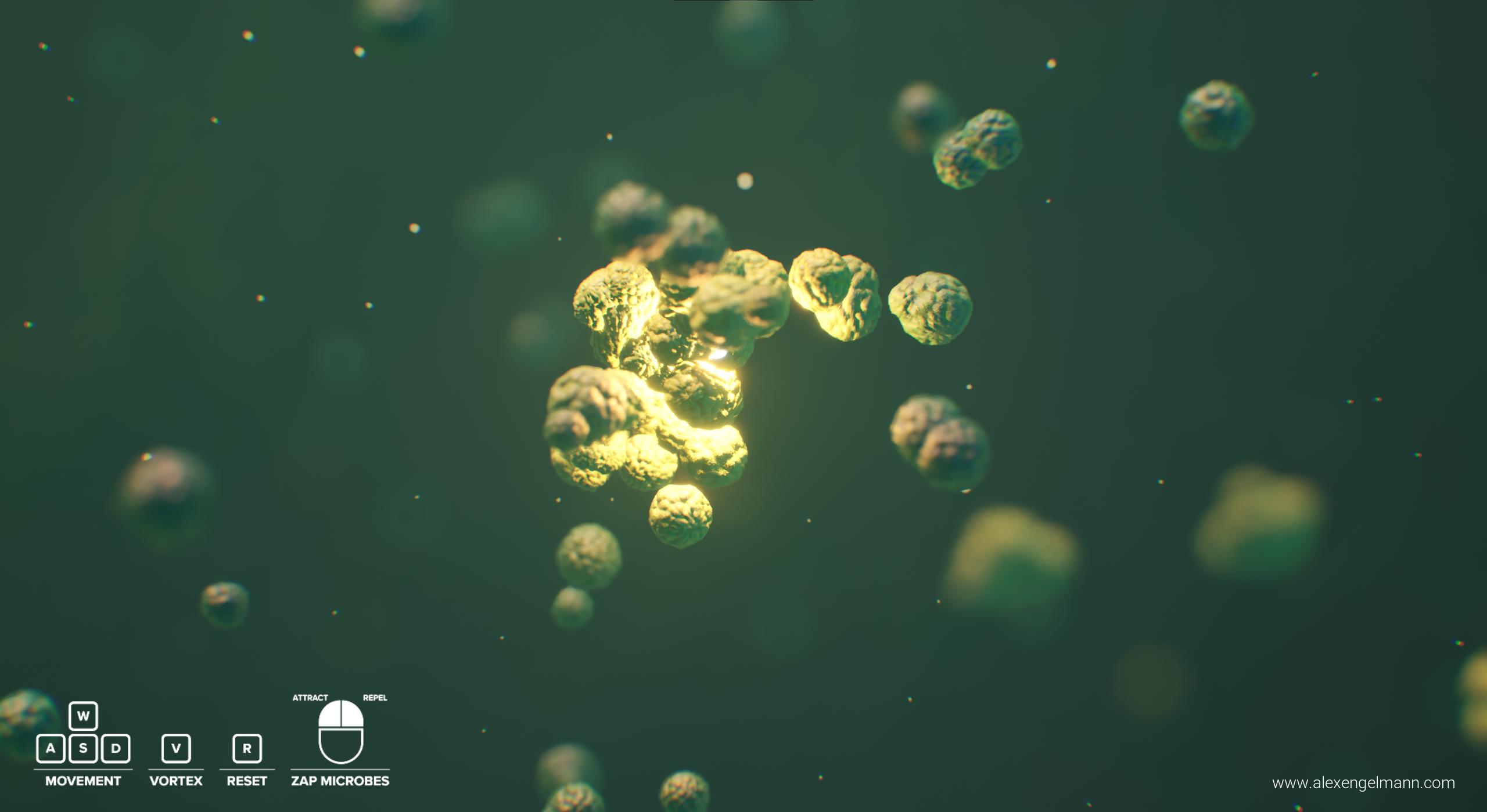 A render of virtual microbes